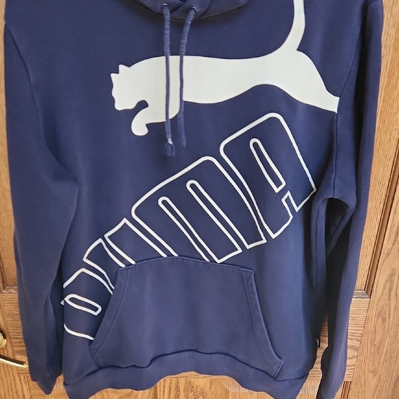 Puma Navy Hoodie with Bold White Logo - Picture 4 of 5